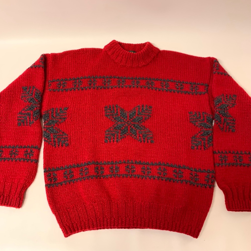 Club Room Chunky Hand Knit Wool Sweater Nordic